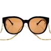 Gucci Logo Cut-out Holiday Travel Plate Sunglasses Women's Black/Chain Terms