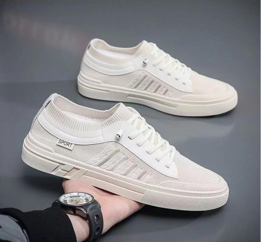 Men's Breathable Sneakers Summer Casual Loafers Lightweight Round Head Solid Colour Non-slip Flats