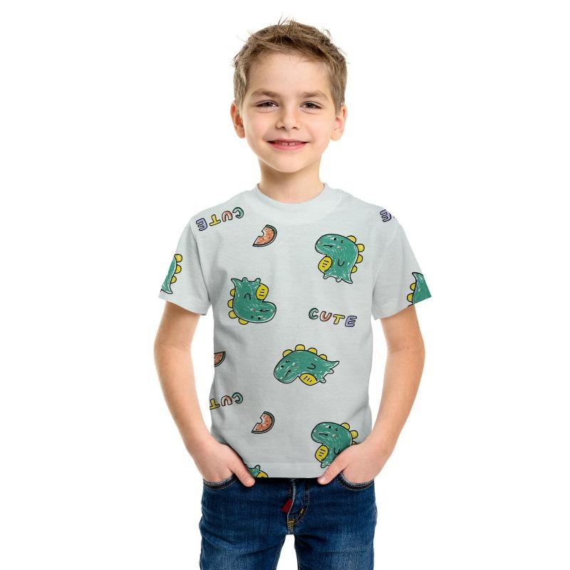 2026Summer Children's Clothing T-Shirt for Boy Animal Printing Funny Dinosaur Short Sleeve Girls Tops Tees Cartoon Kids Clothes