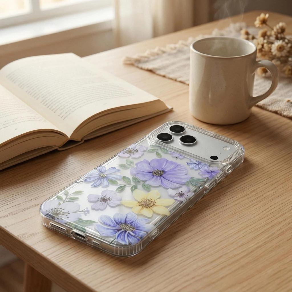 Applicable To Iphone17promax Mobile Phone Case, Colorful Laser Flower Apple 18 Anti-drop 17Pro Transparent Case