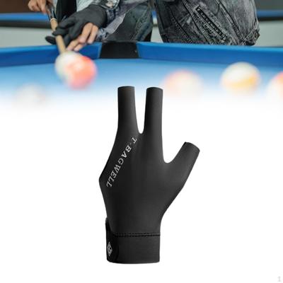 Billiard Gloves Left Hand Cue Glove Anti Slip Waterproof Elastic Three Fingers Pool
