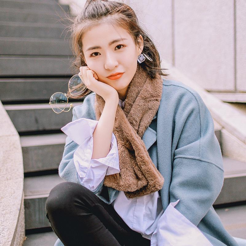Winter Plush Imitation Rabbit Fur Shawl Thickening Fake Collar Collar Female Warm Thick Plush Scarf