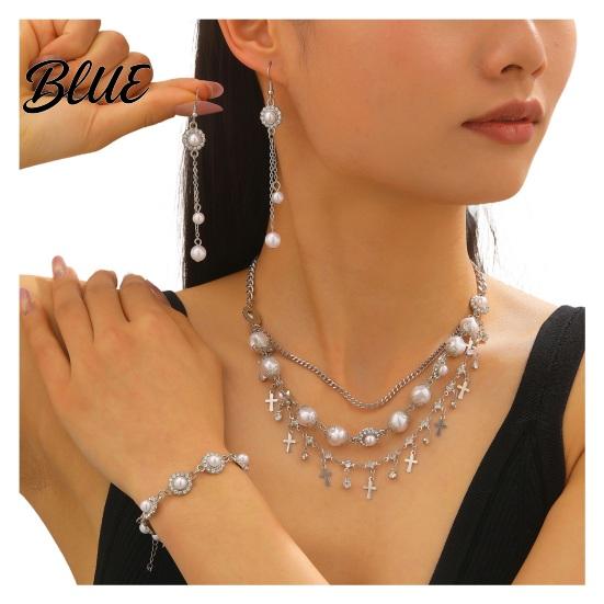 Mixed Match Jewelry Set 3Pcs/Set Women Rhinestones Inlaid Imitation Pearls