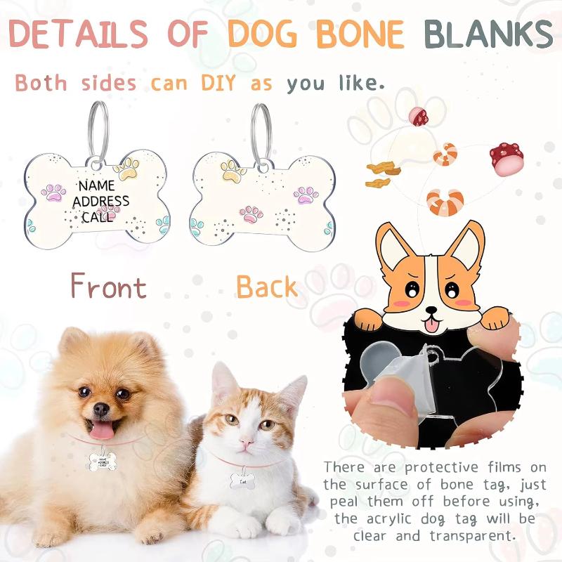 20/30pcs clear pressed acrylic blank,dog bone diy ornament clear pressed acrylic disc,wall decor holiday label holiday decor