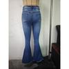 Women Bell Bottom Jeans Elastic Waist Ripped Flared Jean Destroyed Raw Hem Denim Pants
