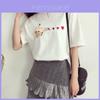 Modisches Damen-Mädchen Koreanisches Sommer-T-Shirt mit Herz-Print, Freizeit, Kurzarm