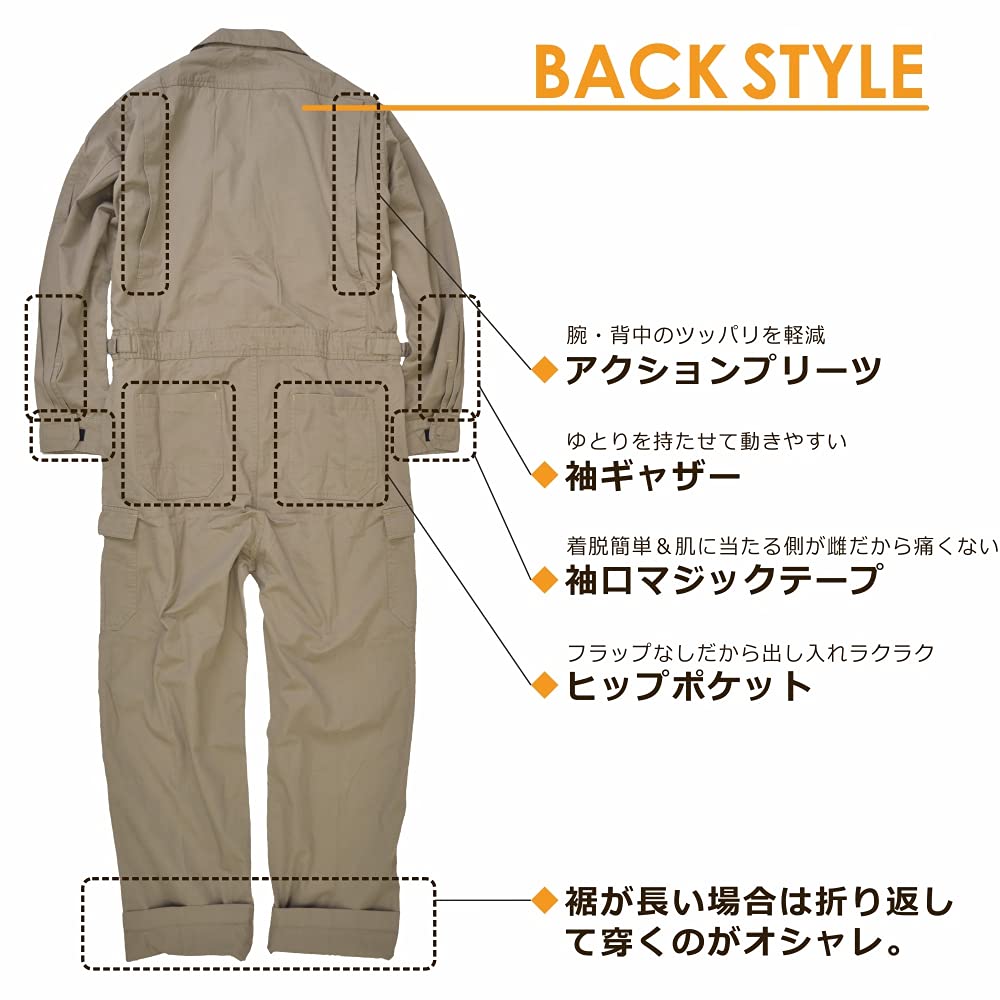 Prono Work Long Sleeve Cargo Overalls Cotton [Prono] 116-420P (100% Overalls) / (L, Charcoal)