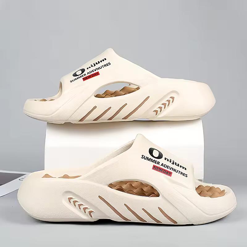 

Мужские массажные тапочки, домашние и уличные сандалии, пляжная повседневная обувь, мужские тапочки на удобной подошве, большой размер 44-45 коричневый