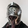Mittelalterlicher Barbuta-Helm aus geschwärztem 18-Gauge-Stahl
