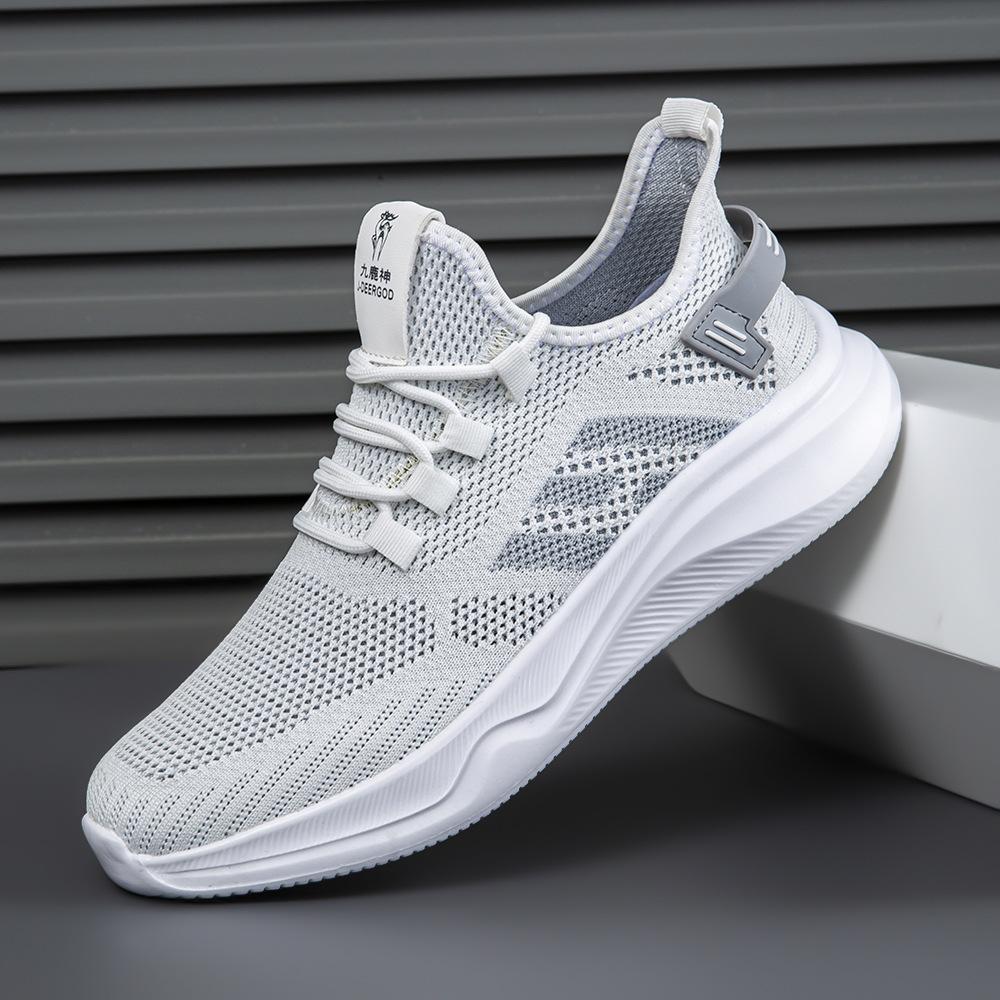 

New fly-woven breathable mesh men s and women s casual shoes, one-pedal middle-aged walking shoes, lightweight and ultra-light running shoes 44