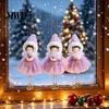 Small Decorative Keepsakes Christmas Angel Hanging Ornaments, Tulle Dress Doll Pendant Pastel Holiday Home Decor with Bell for Xmas Tree Wedding Party
