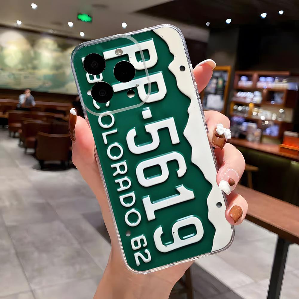 

Retro License Plate Number Car Phone Case For IPhone 17 Air 16 E 15 14 13 12 Mini 11 Pro Max Anti Transparent Drop Cover iPhone 14ProMax
