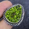 Moldavite Quartz Gemstone Handmade 925 Sterling Silver Ring Size 8.5 Z6p76