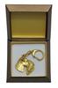 Kerry Blue Terrier, Irish Blue Terrier - Gilded key ring with dog in gift box, handbag decoration, luxury accessory by Art-Dog brand