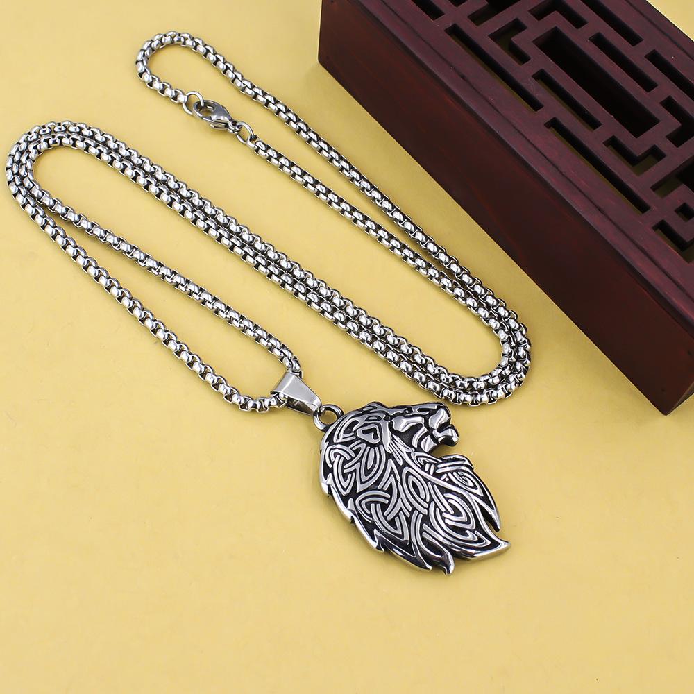 Necklace Retro Male Lion Head Domineering Hip Hop Literary Style Men's Pendant