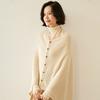 AOSSVIAO 2026 New Autumn Winter Women Pure Cashmere Shawl Solid Color Warm Side Button Knit Cape Poncho Outerwear