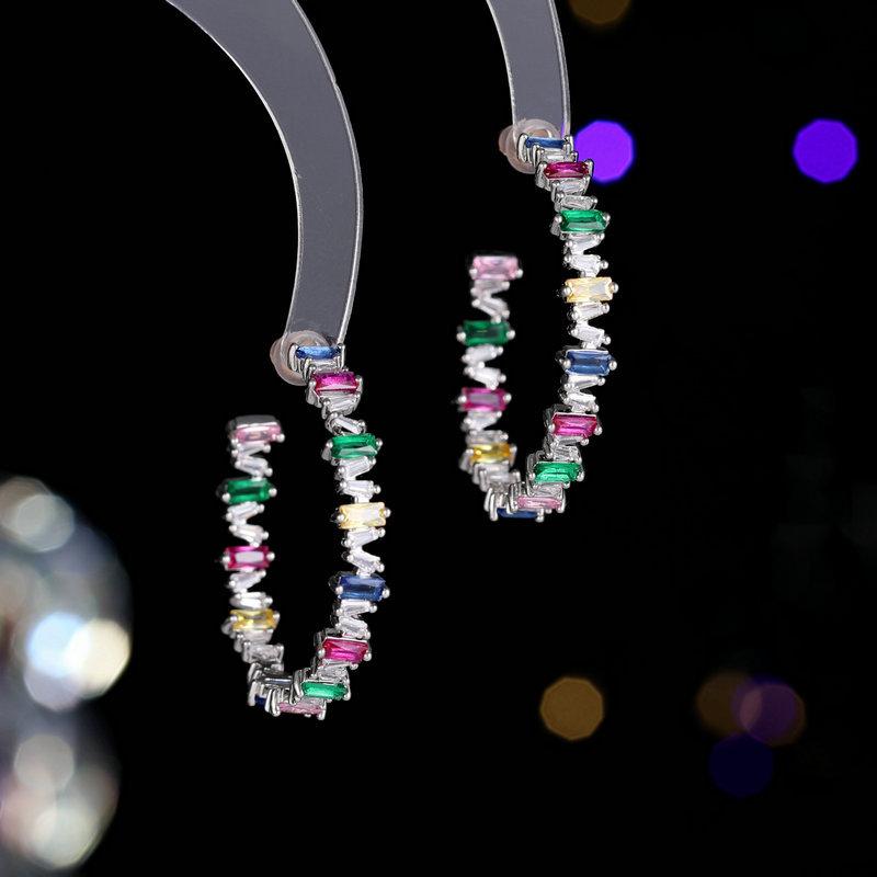 

2024 Новые модные серьги-кисточки из цветного циркония 925 пробы, длинные серьги-гвоздики из серебра