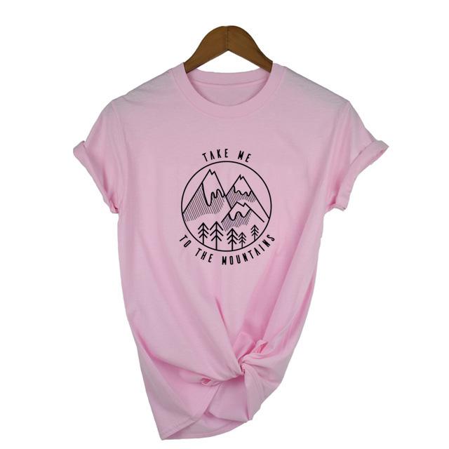 Summer Fashion Vintage Womens Camping Shirts Take Me To The Mountains Outdoors Shirt Clothing Tumblr Graphic