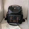Preppy Retro Large-Capacity Women's Travel Backpack - Trendy PU Schoolbag for College Students