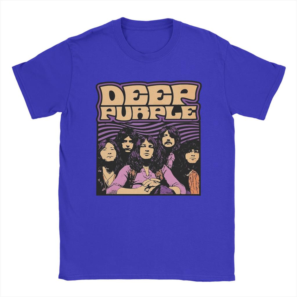 Classic Robot with Flashing LED Eyes Rock Band Deep Purple Men T Shirt Fashion Tees Short Sleeve Crewneck T-Shirt Cotton Tops