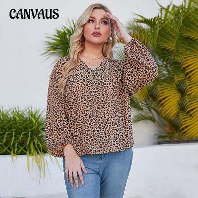 Spring and Autumn Women's Blouse Large Size Lantern Sleeve Loose Printed Shirt Long Sleeve Top