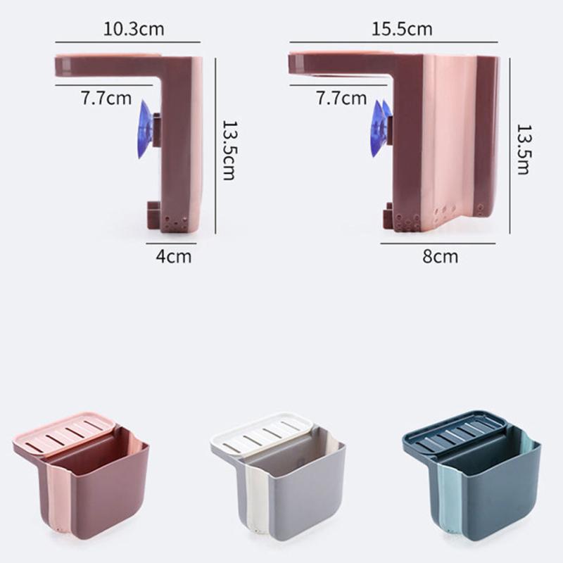 Kitchen Sink Strainer Drain Rack Hanging Foldable Drainer Basket Soap Sponge Holder With Suction Cup