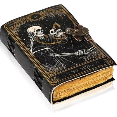 Book of Spells Leather Bound Journal Deckle Edge Paper Grimoire Printed Diary