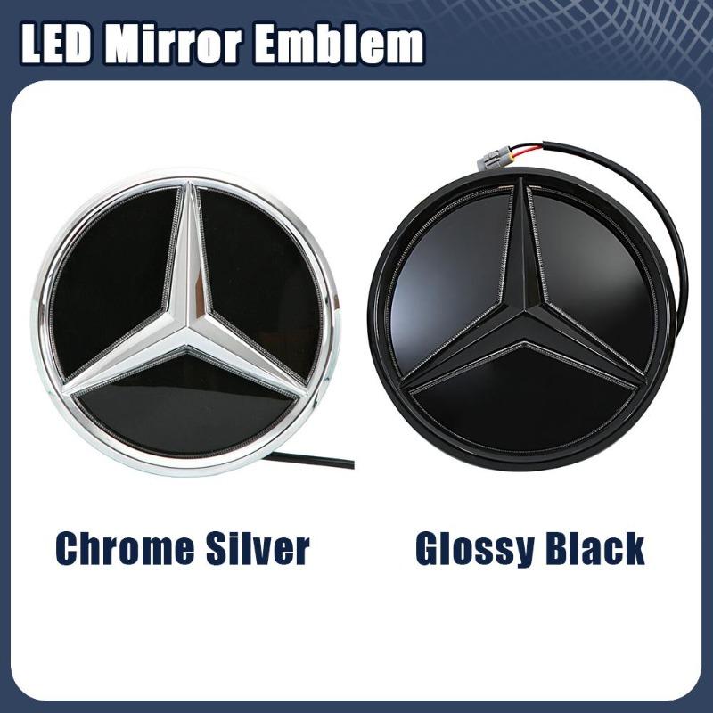 Emblema Stella Illuminato Nero Lucido Logo Griglia Anteriore LED Bianco Per Mercedes Benz Classe E W213 16-20 E250 E300 E350