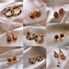 Silver Needle Resin Tiger's Eye Stone Round Leopard Pattern Earrings Retro Maillard Earrings Niche High-end Earrings