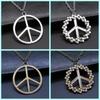 Big Peace Sign Pendant Necklace Simple Vintage Peace Symbol Pendant Necklace Metal Chain Long Chain Necklace