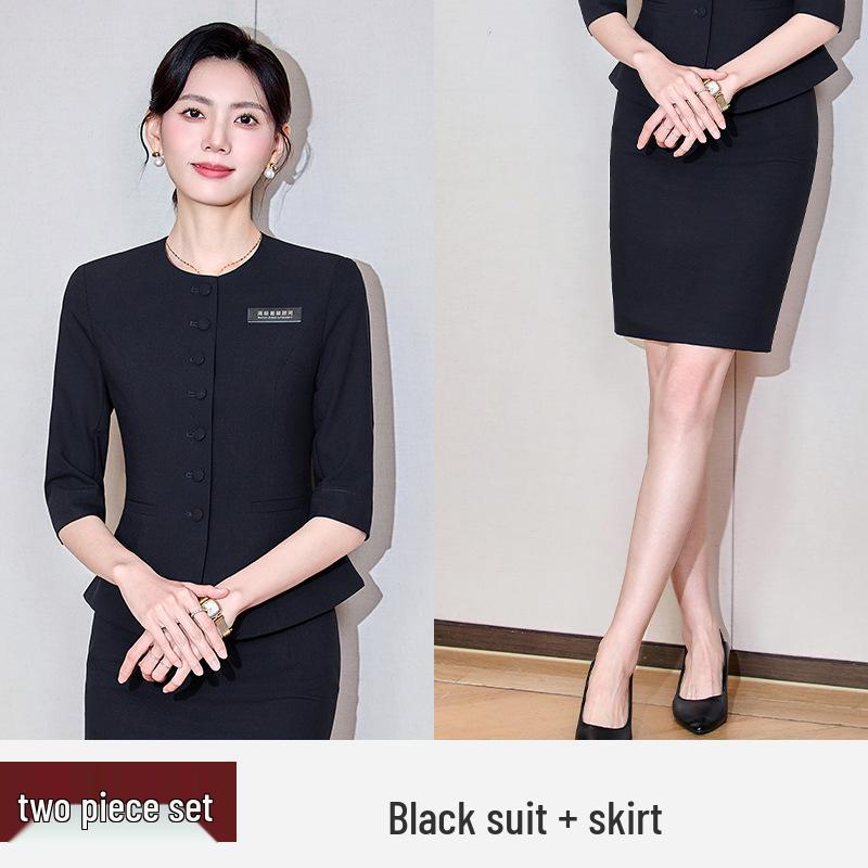 Women's Mid-Sleeve Professional Two-Piece Set for Spring/Summer/Autumn
