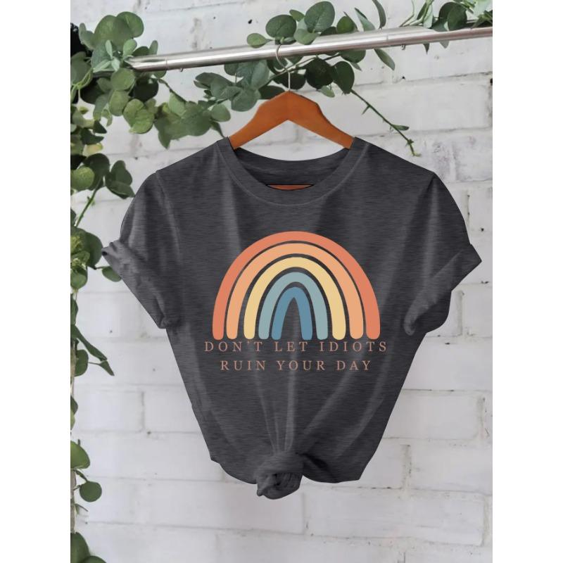 

Модная футболка с круглым вырезом и радужным принтом, свободные короткие рукава XXL