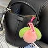 Cute Peach Rex Rabbit Fur Keychain Plush Ball Women Bag Ornaments Car Keyring Pendant Metal Trinkets Toy Girl Birthday Gift