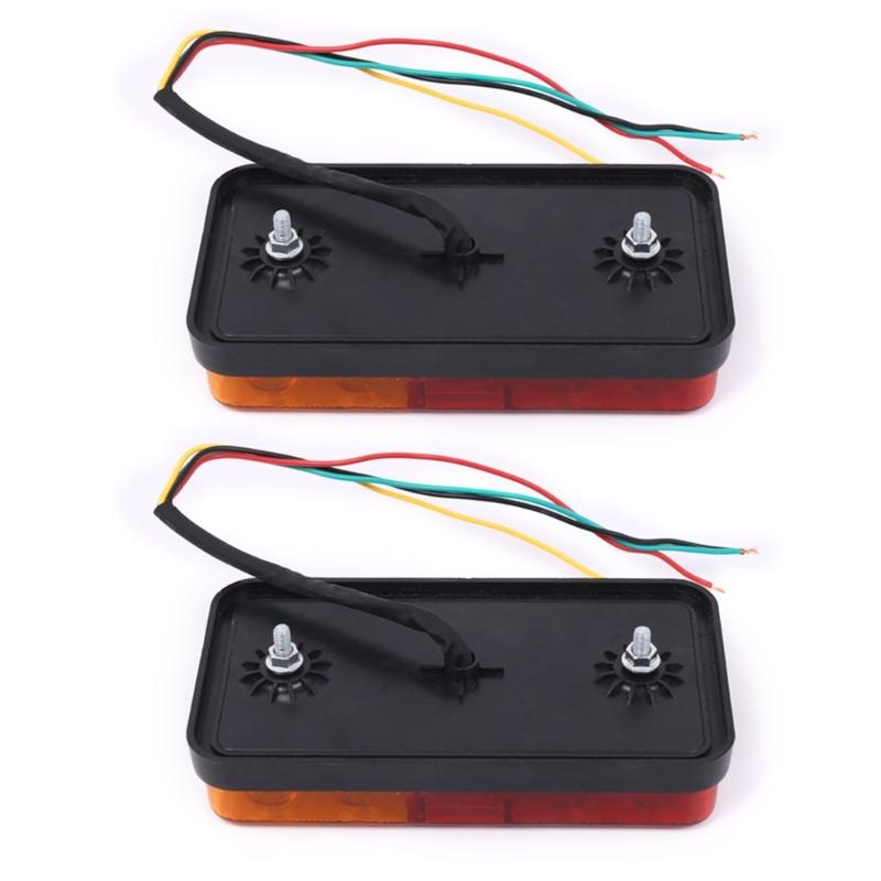 1 Pair 12V 10 LED Turn Signal Brake Running Tail Stop Light LED Trailer Tail Light Shockproof Amber Red Taillight Lamps