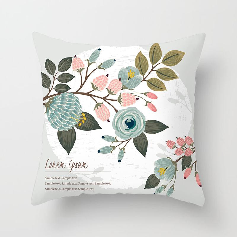 Abstract Floral Pattern Pillowcase Vintage Watercolor Floral Bird Cushion Cover Home Sofa Car Office Party Decor Accessories