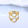 Gold-Plated S925 Sterling Silver Oval Open Ring with Filigree Design and Pave Setting