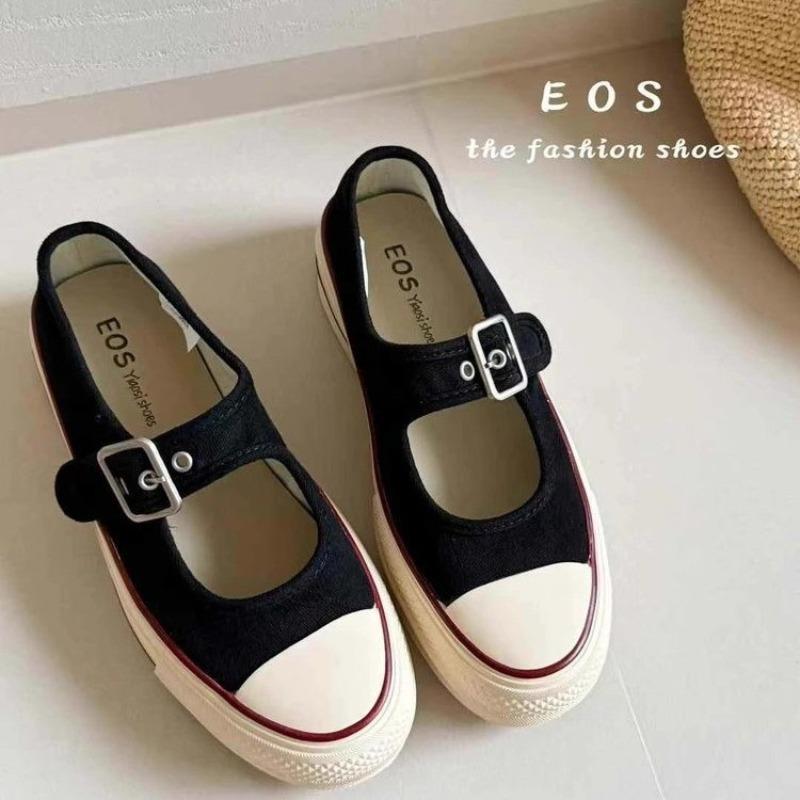 

2025 Новые летние туфли Мэри из парусины на платформе, Универсальная спортивная повседневная обувь 40 чёрный