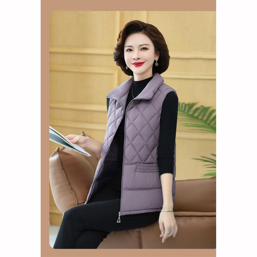 Ältere Weste Damen Mittleren Alters Herbst Winter Weste Kurz Mütter Daunen