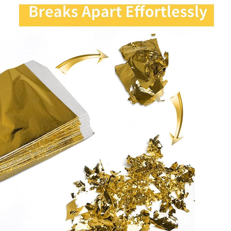 100 Sheets Aomily 9x9cm K Pure Practical Shiny Gold Leaf for Gilding Funiture Lines Wall Crafts Handicrafts Gilding Decoration