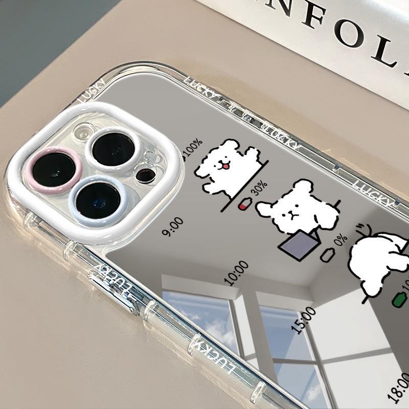 Ins Creative Simple Puppy Mirror for Cream Shell for Apple 17 New Model for IPhone14/16promax Cartoon