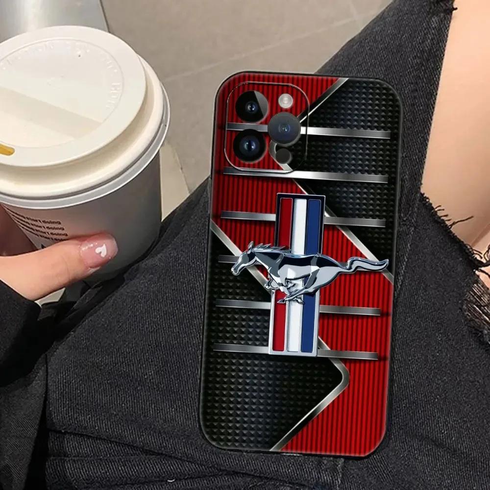 Luxury Sport Car M-Mustang Car Phone Case For Apple iPhone 15 14 13 12 11 Pro Max Mini 8 7 Plus X XR XS SE 2020 Black Soft Cover