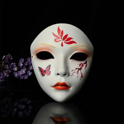 Full Face Cosplay Geisha Mask Flower Japanese Mask Toy Party Supplies Hanfu Cosplay Mask  Halloween
