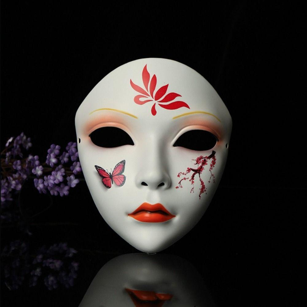 Dress Up Cosplay Geisha Mask Full Face Japanese Mask Toy Party Supplies Hanfu Cosplay Mask  Gift