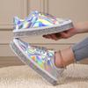 Trendy Casual Plateau-Sneakers im koreanischen Stil Neue glänzende Mode Low-Top-Schnürschuhe flache Schuhe Paar Modeschuhe