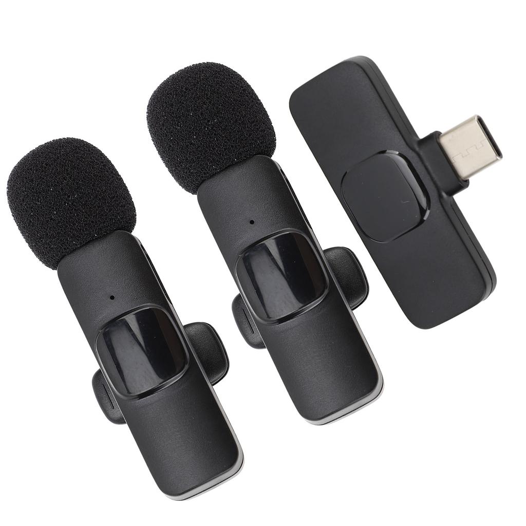 Wireless Lavalier Microphones 1 Tows 2 Intelligent Noise Reduction Cordless Omnidirectional Recording Mic Wireless Clip