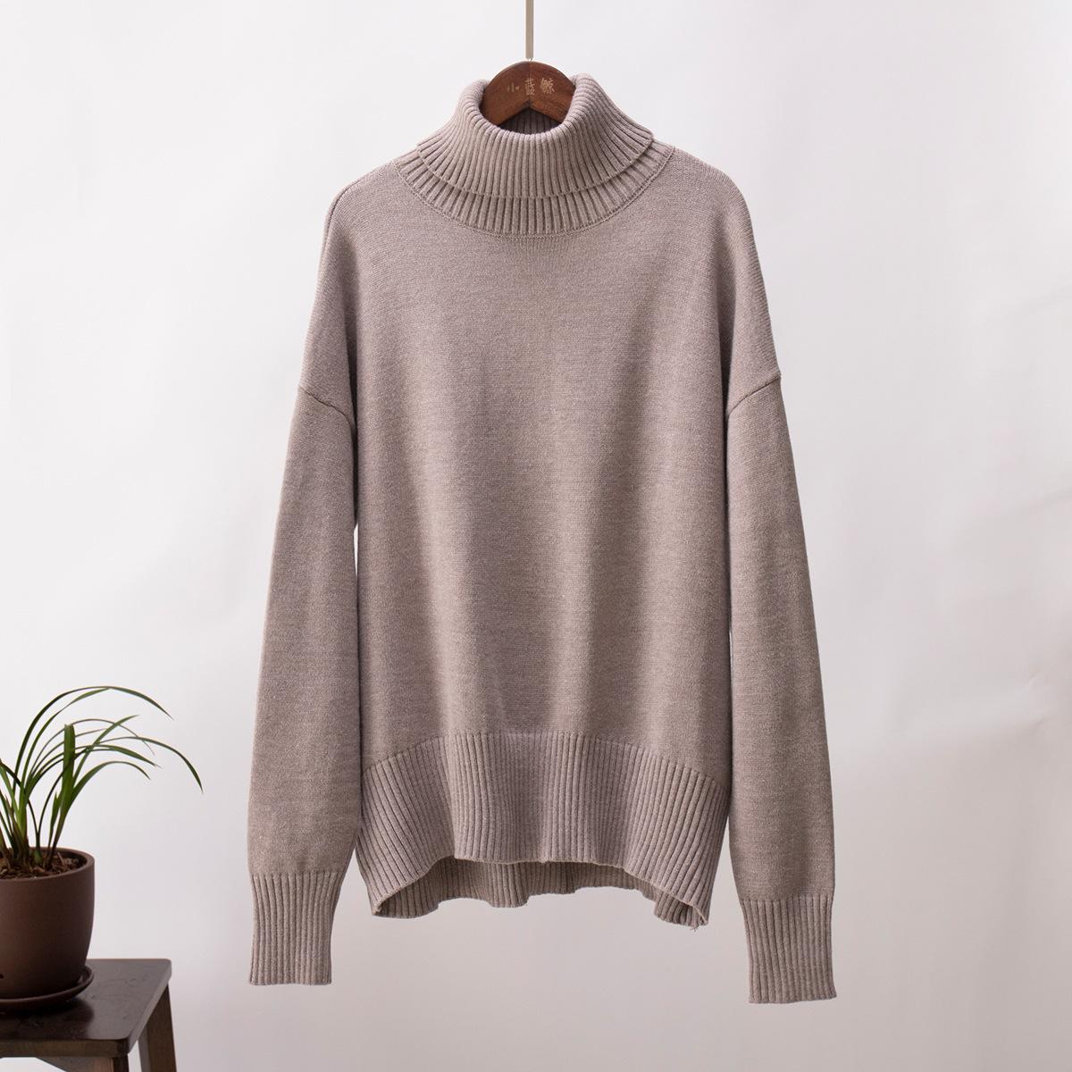

Women s Solid-color Fashionable Long-sleeved Top Sweater S