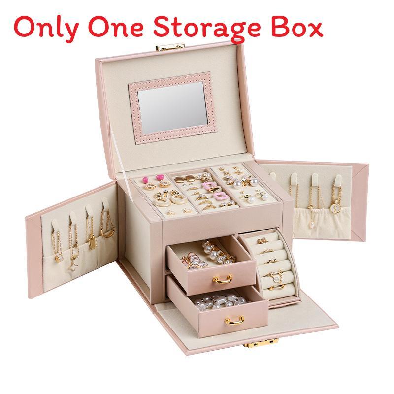 Leather Jewelry Organizer Box With Three Drawers For Wedding Gifts And Travel Souvenirs