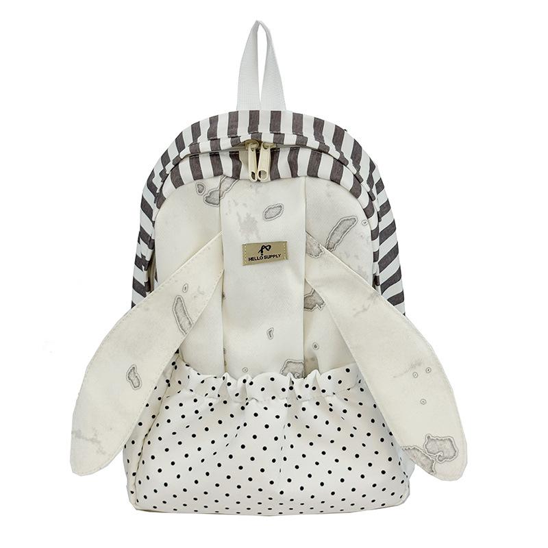 Schoolbag Spring and Summer New Niche Design Rabbit Ears Backpack Female College Student Polka Dot Versatile Travel Lightweight Backpack