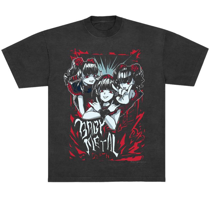 Japanese Metal Idol Group BABYMETAL Rock Animation Retro Loose Men s and Women s Short T-shirt S