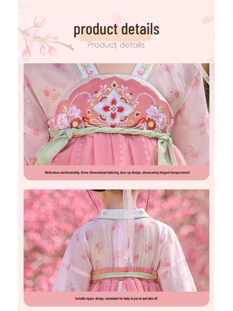 2026 Exquisite Tang Dynasty Style Hanfu: Girls' Super Fairy Princess Jumper Skirt - Perfect for Performances & Daily Wear